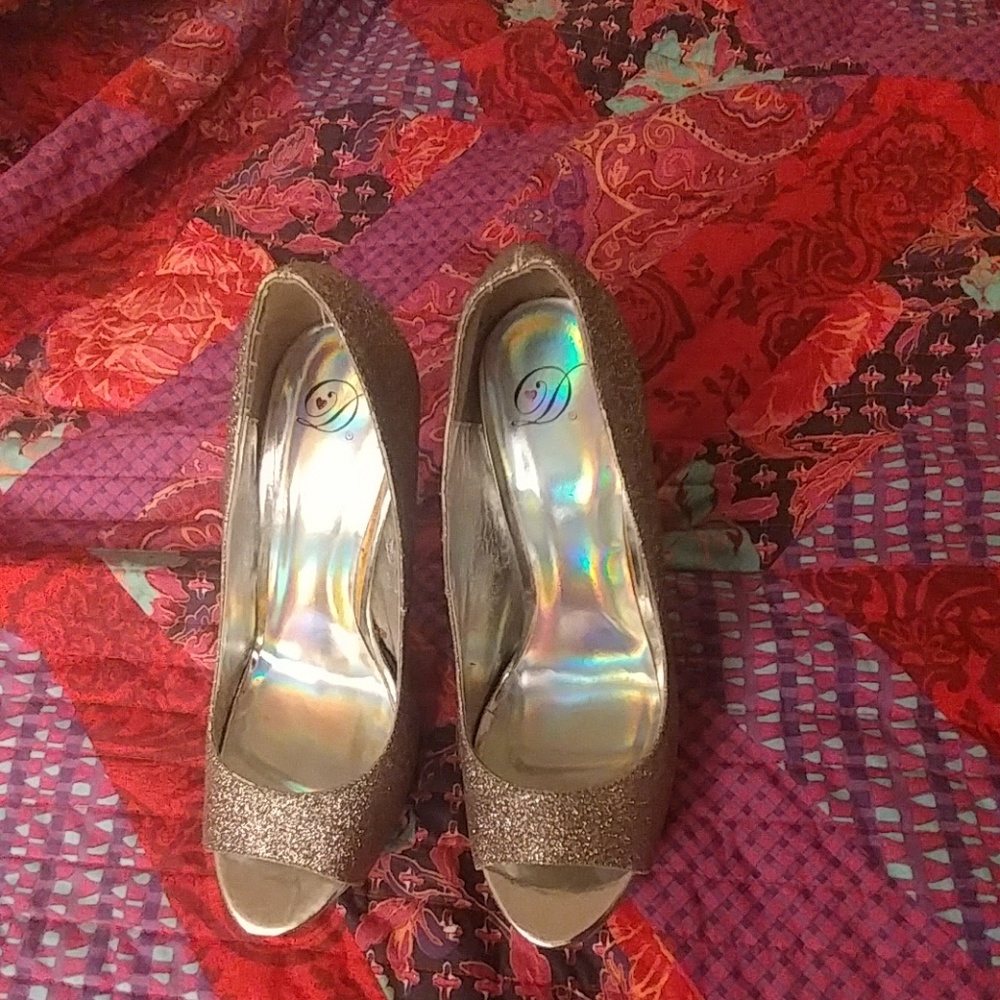 Glitter Peep Toe Heels